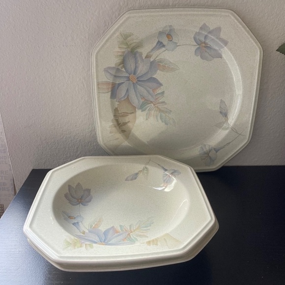 Mikasa Other - MIKASA Belle Meade Casual Moods Rim Soup Bowl (2 pcs) & Dinner Plate (1pcs)